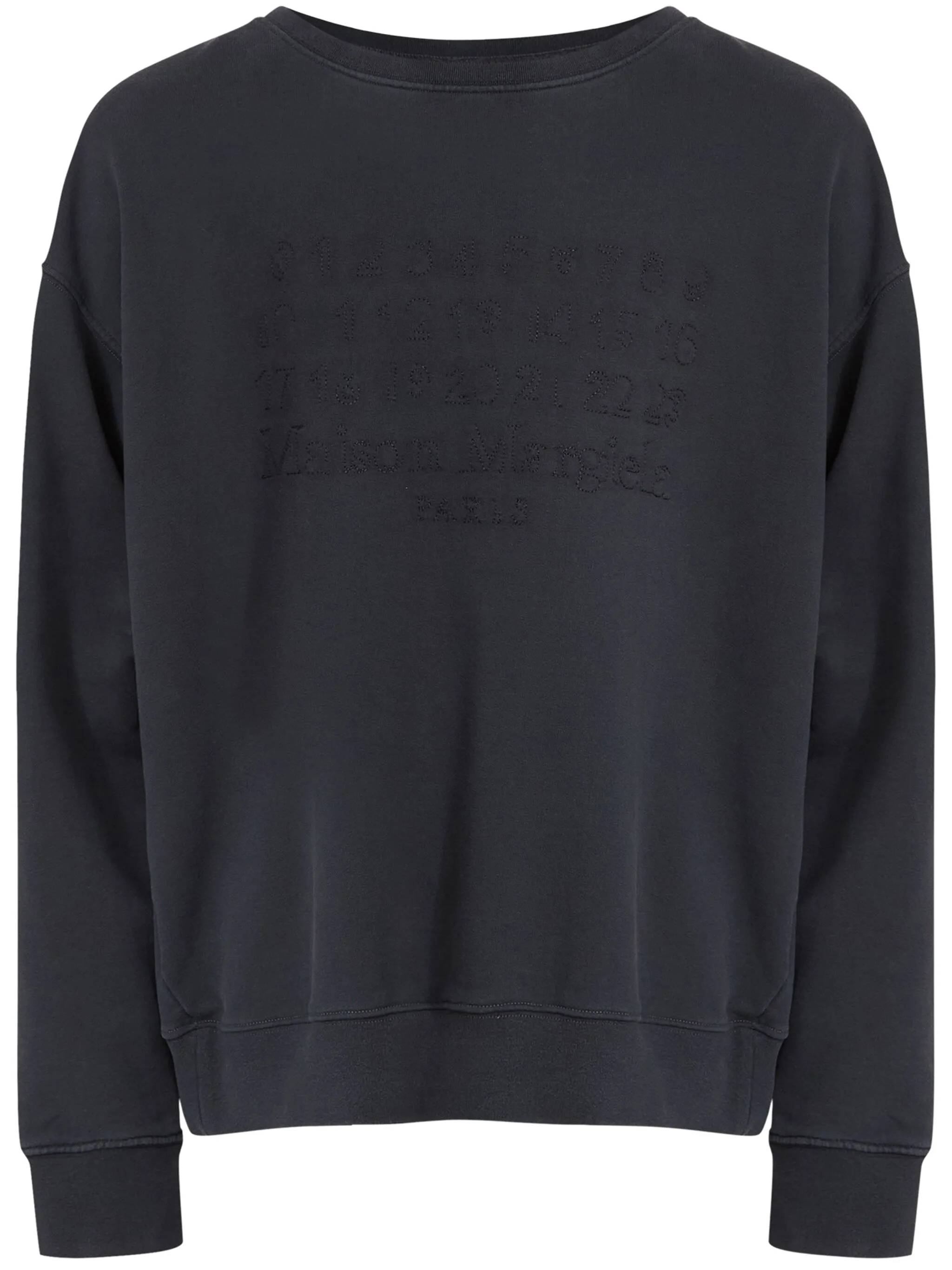 블랙 코튼 라운드 넥 KNITWEAR